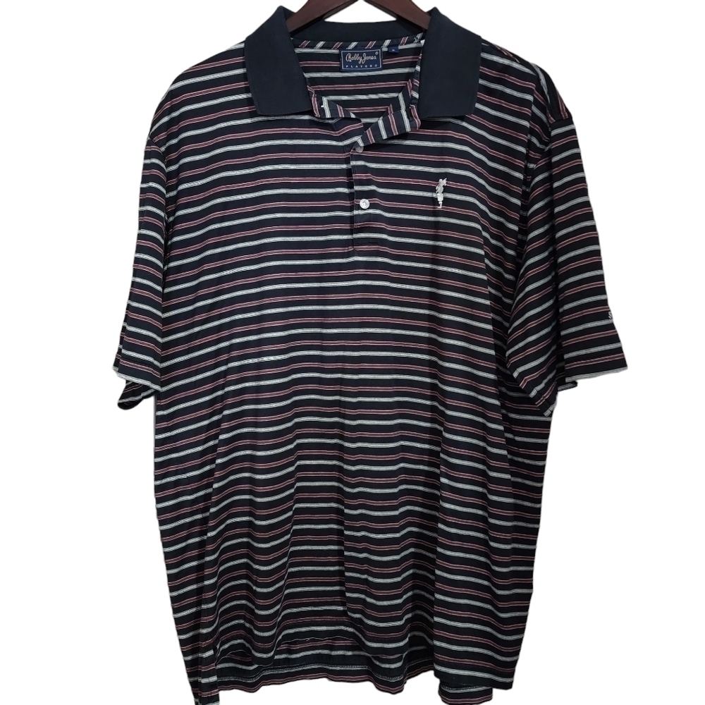 Bobby Jones Players Polo Golf Striped Short Sleeve Shirt - Large